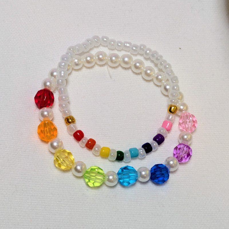 Rainbow White Friendship Bracelets (Duo)