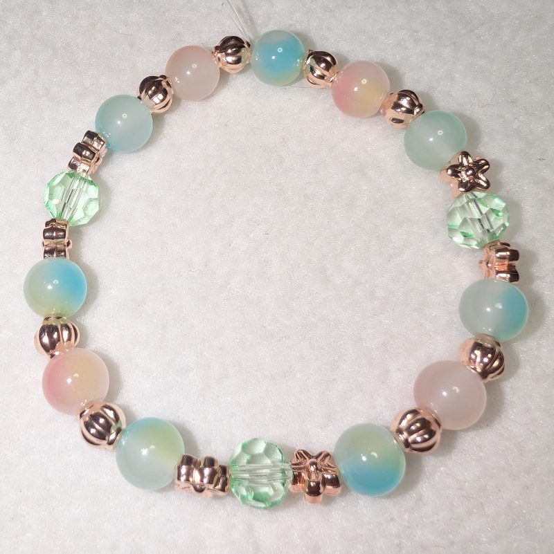 Green and Rose Gold Marble Bracelet - Handmade Green and Rose friendship bracelet