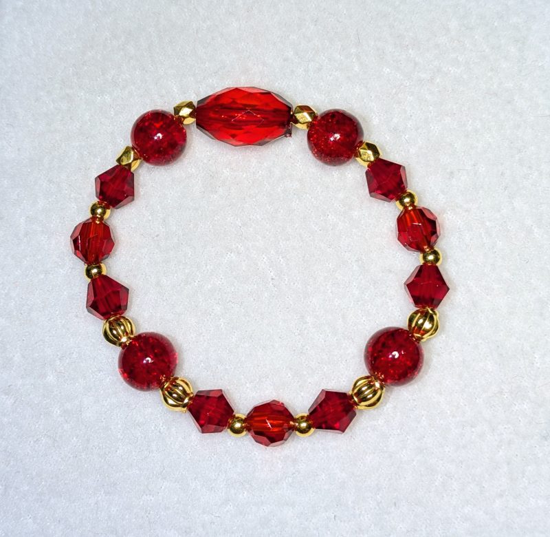 Red Glass Style Friendship Bracelet - Handmade Red friendship bracelet