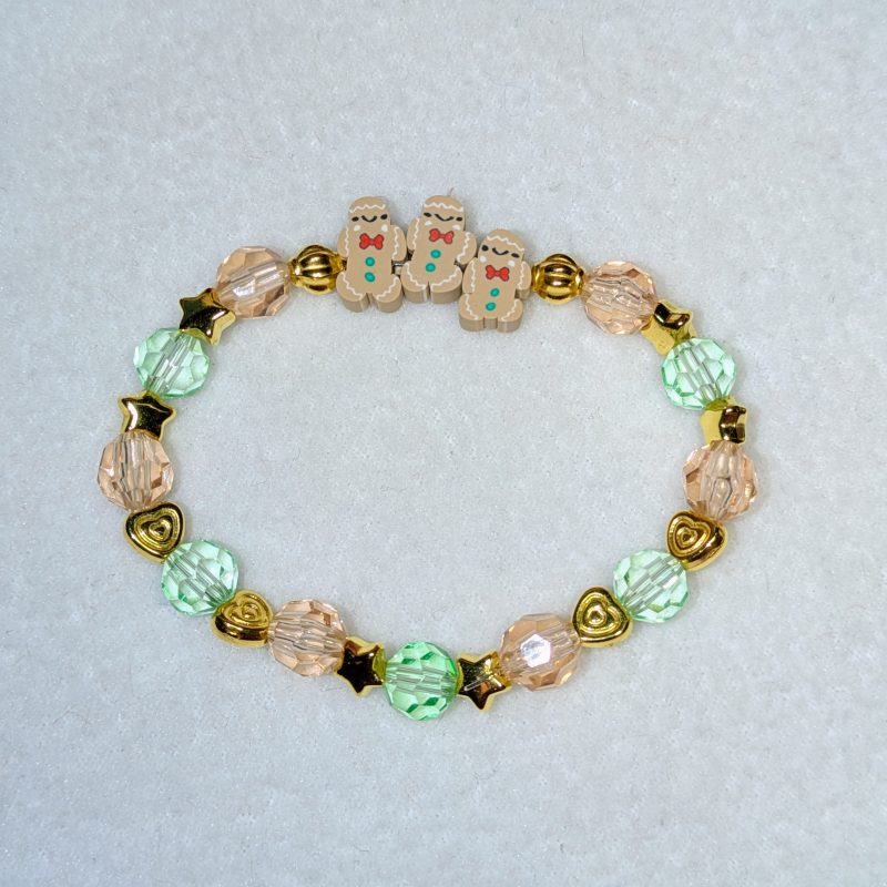 Gingerbread Friends Friendship Bracelet - Handmade Green and Beige friendship bracelet