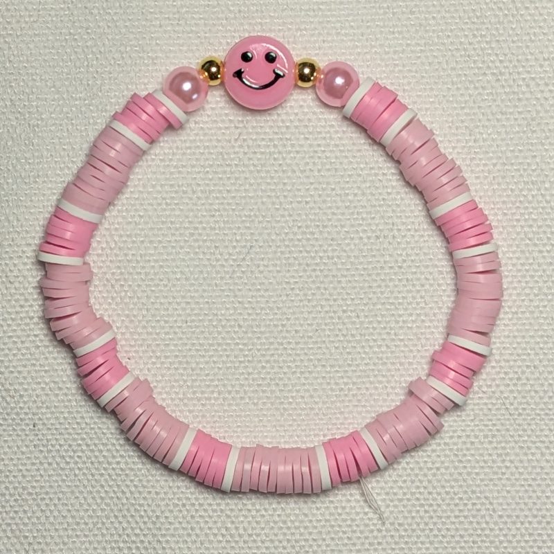Smiley Friendship Bracelet - Pink - Handmade Pink friendship bracelet