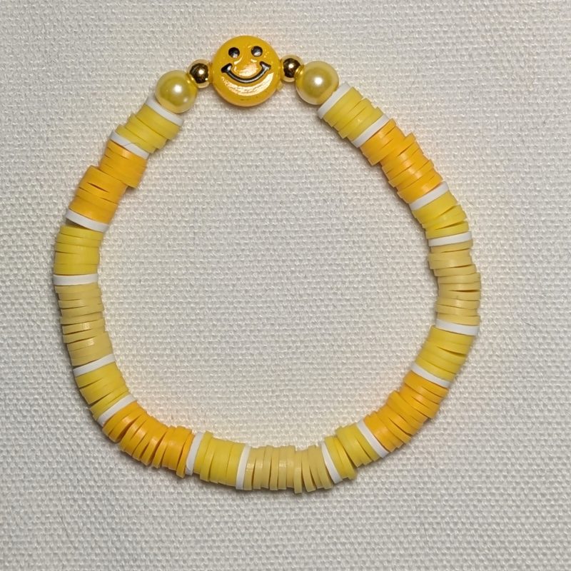 Smiley Friendship Bracelet - Yellow - Handmade Yellow friendship bracelet