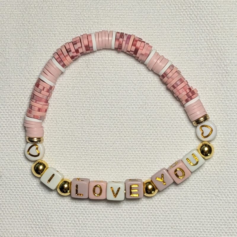I Love You Friendship Bracelet - Dusty Rose - Handmade Rose and Pink friendship bracelet