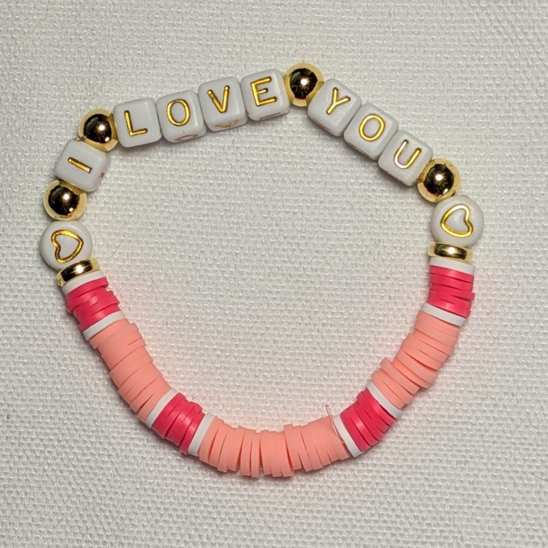 I Love You Friendship Bracelet - Peach - Handmade Peach friendship bracelet