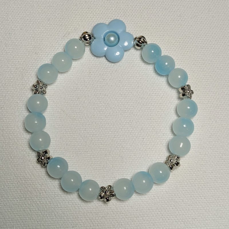 Blue Marble Flower Friendship Bracelet - Handmade Blue friendship bracelet