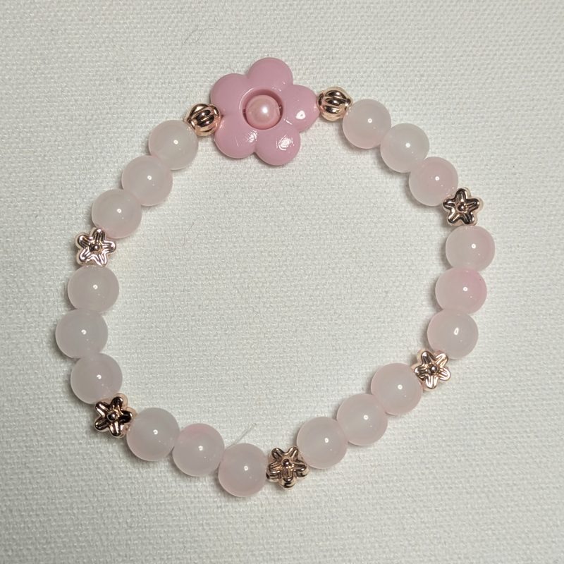 Pink Marble Flower Friendship Bracelet - Handmade Pink friendship bracelet