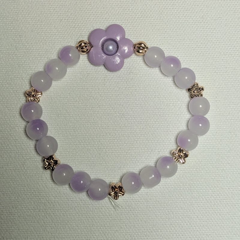 Purple Marble Flower Friendship Bracelet - Handmade Purple friendship bracelet