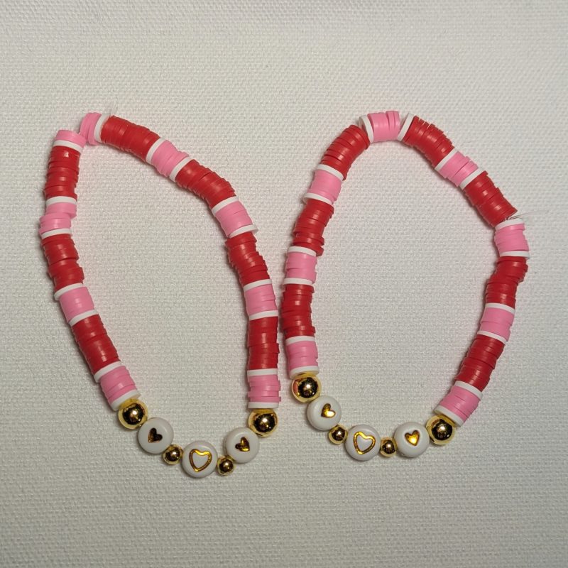 Love Heart Valentine Friendship Bracelet Red and Pink - Handmade Red and Pink friendship bracelet