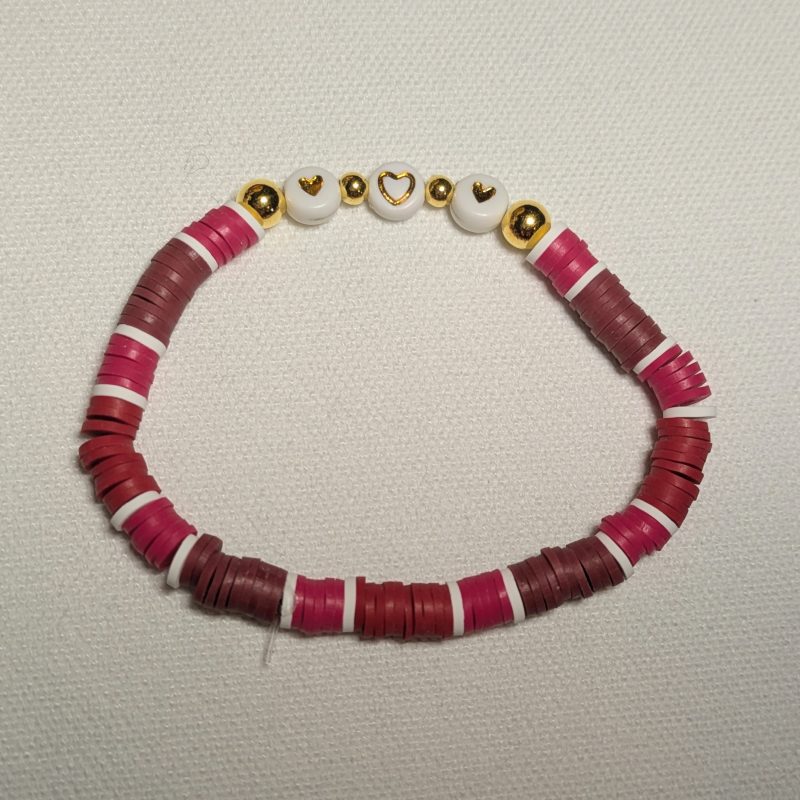 Love Heart Valentine Friendship Bracelet Dark Red - Handmade Red and Maroon friendship bracelet