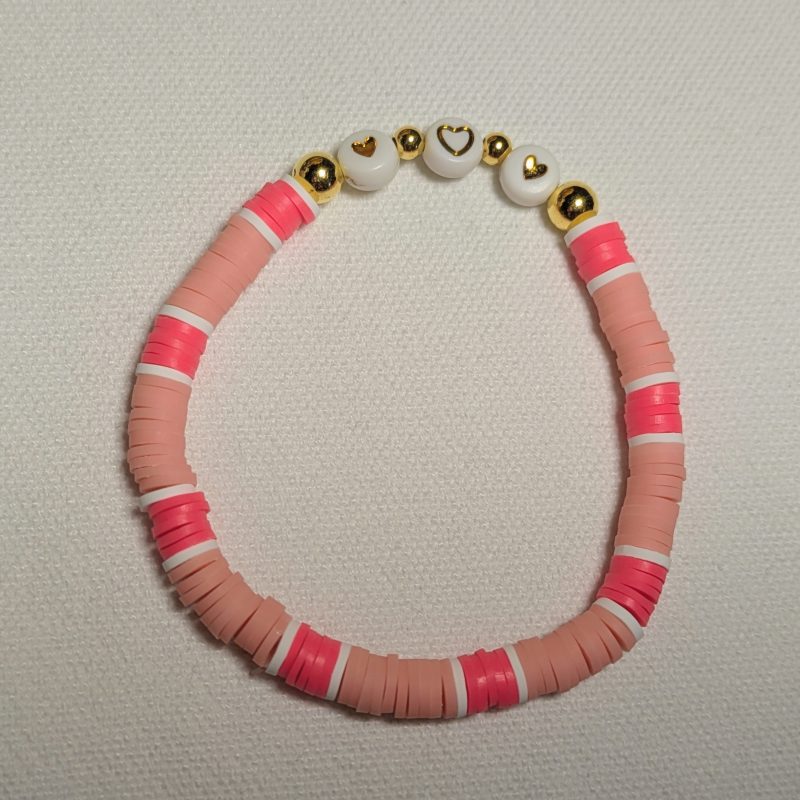 Love Heart Valentine Friendship Bracelet Pink - Handmade Pink and Peach friendship bracelet