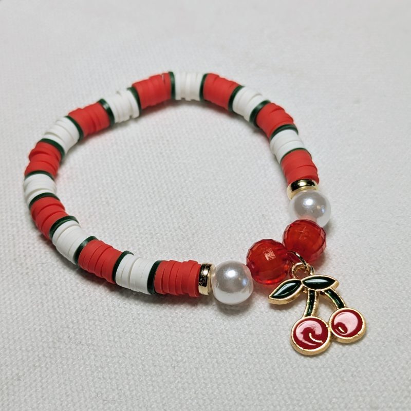 Charmed Collection Cherry Friendship Bracelet - Handmade Red and White friendship bracelet
