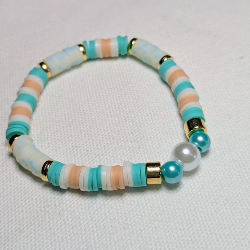 Peach Teal Friendship Bracelet - Handmade Peach and Teal friendship bracelet