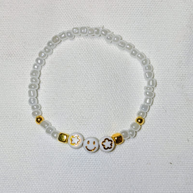 Dainty White Friendship Bracelet - Smiley