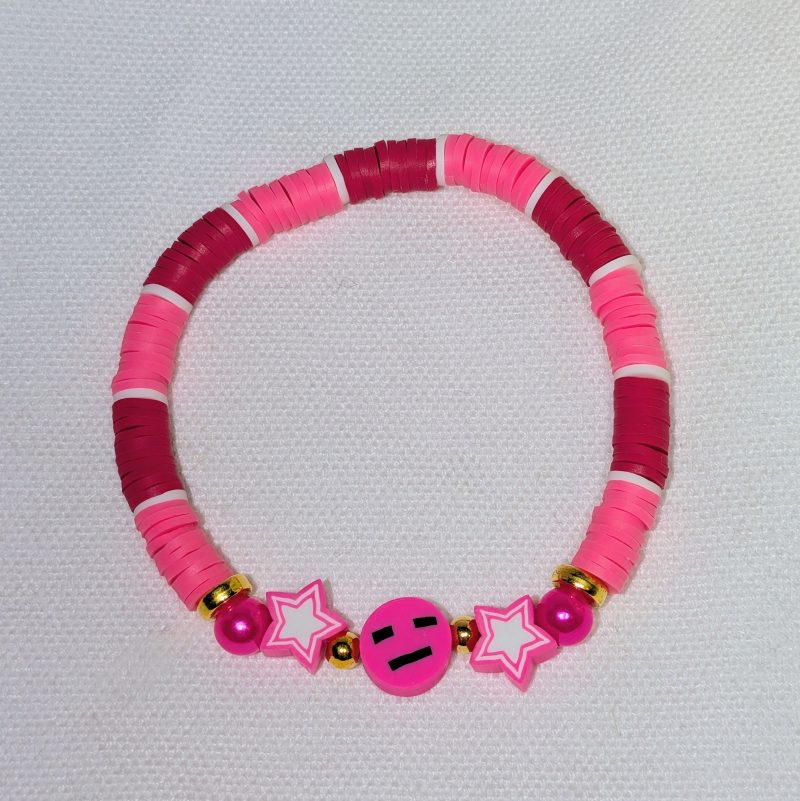 Emoji Clay Bead Friendship Bracelet Hot Pink - Handmade Pink friendship bracelet
