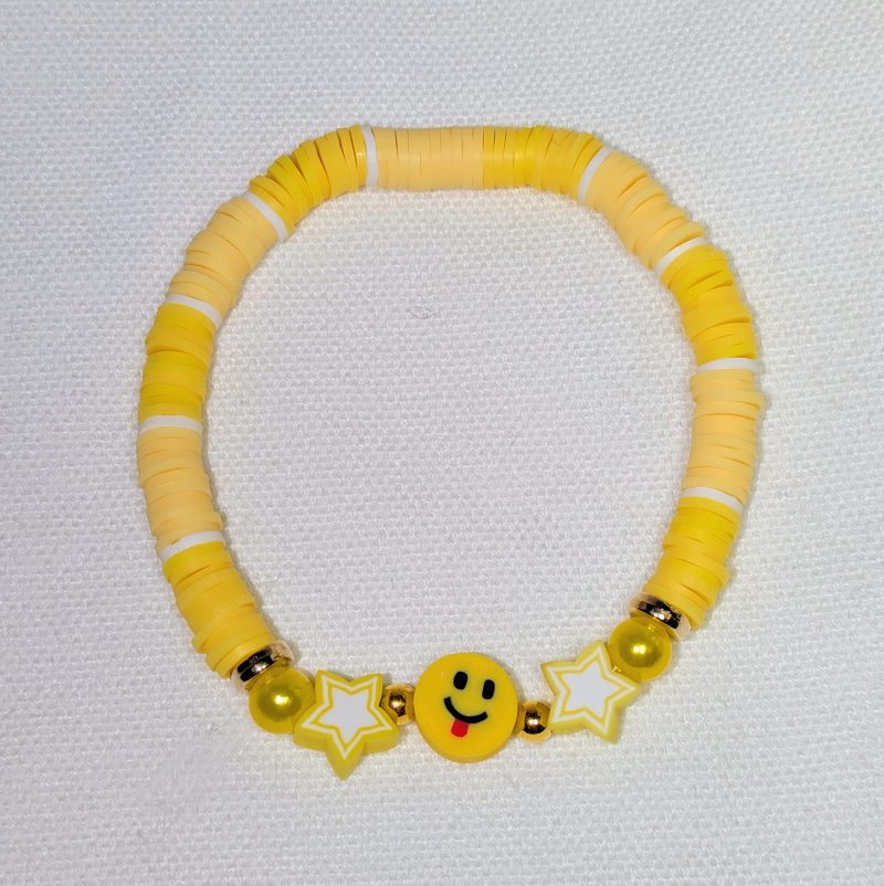 Emoji Clay Bead Friendship Bracelet Yellow - Handmade Yellow friendship bracelet