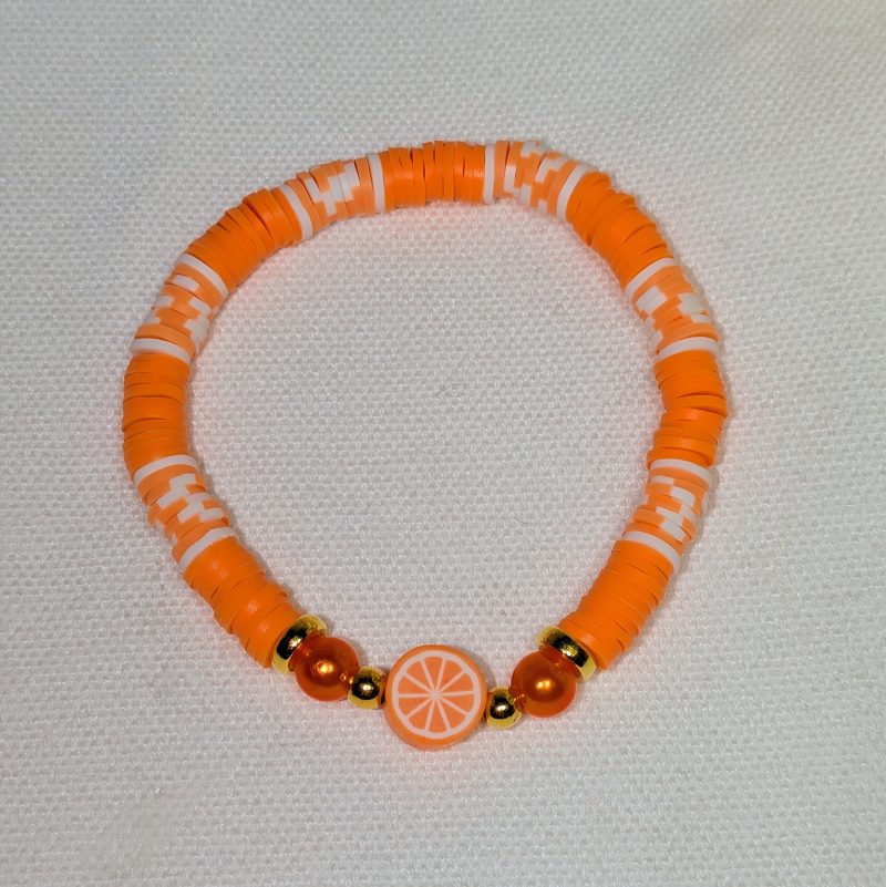 Orange Clay Bead Friendship Bracelet - Handmade Orange friendship bracelet